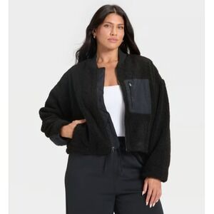 Women's High Pile Bomber Jacket - All In Motion size XXL black